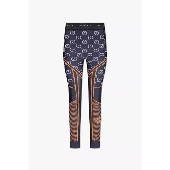 NEW Gucci GG Jacquard Jersey LeggingsBlack/Orange Women’s Size M Authentic